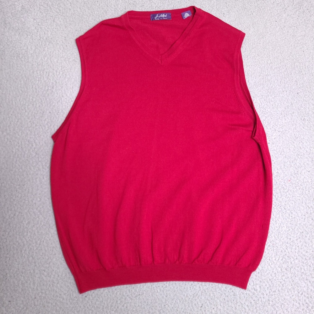 J. Ashford Mens Wool‎ V-Neck Sweater Vest Mens Large Made in Italy